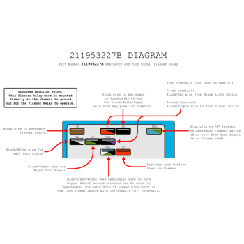 Preview: Turn signal relay 12 Volt (9 pin) VW Emergency Flasher Relay - 12 Volt - 1967-68 Beetle - Karmann Ghia - Bus 211953227B